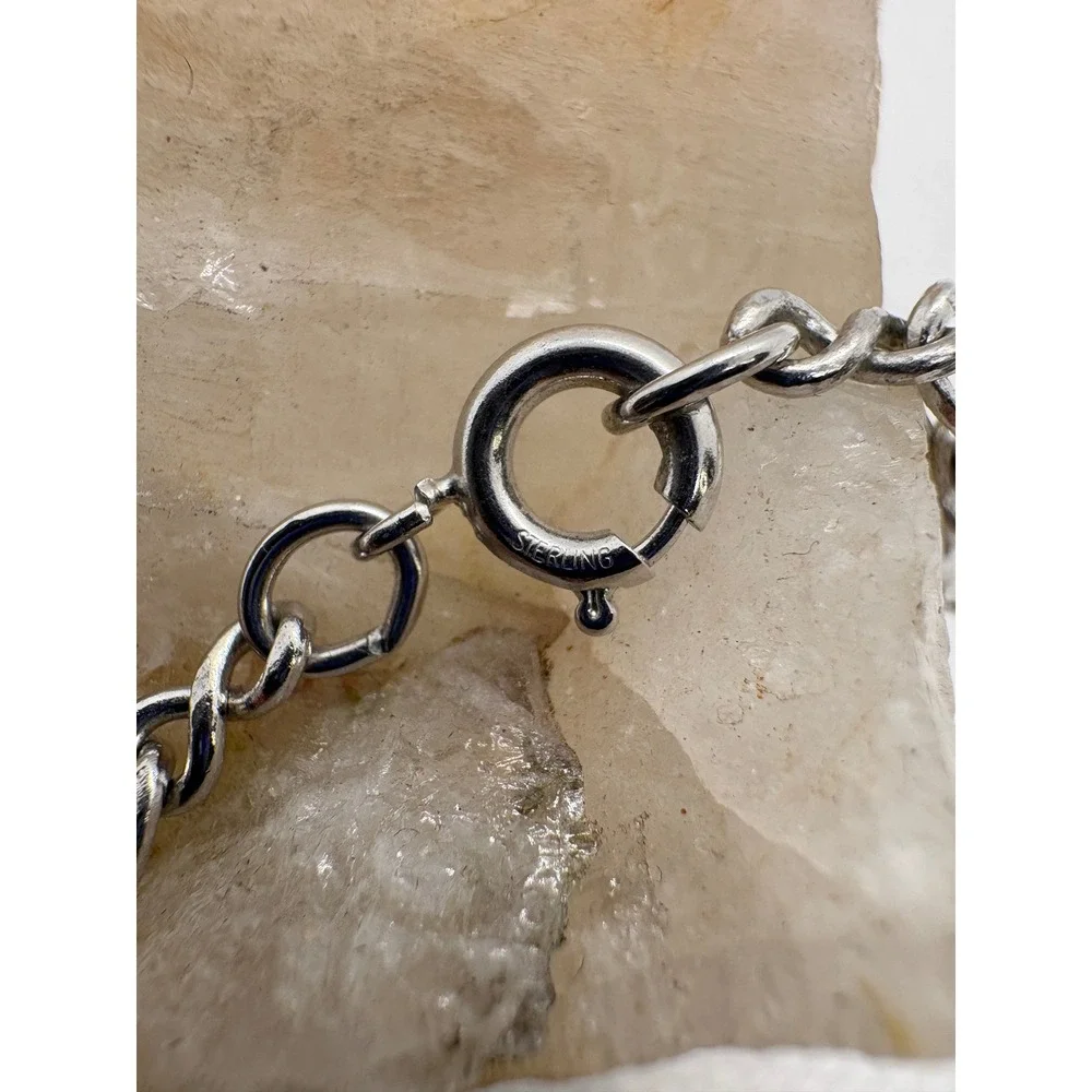 Vintage Sterling Silver Textured Infinity Link Chain Bracelet‎ 7 Inch 4.31g